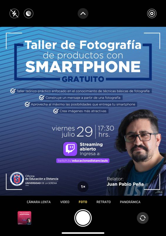 Taller de fotografía online, realizado en La Universidad de La Serena. Gratuito y abierto a todo público.